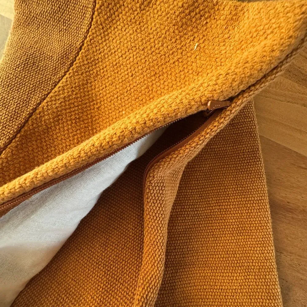 West Elm Cotton Canvas Pillow Cover Honey Gold Rust Cotton Jute Pattern Blocked